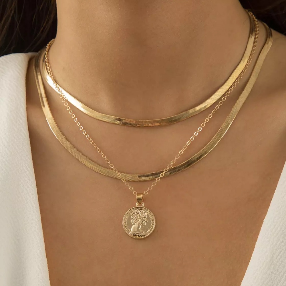 NEW 18K GOLD MULTILAYERED CHAIN NECKLACE